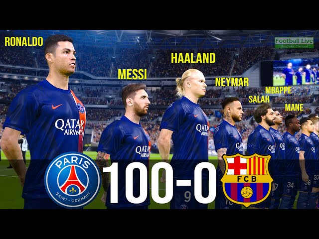 What if Ronaldo Messi Haaland Neymar Salah Mbappe Mane Lautaro Benzema play together PSG vs FCB |PES