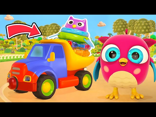 Hop Hop plays with the owl pyramid and a toy truck for kids. New episodes of cartoons for kids.