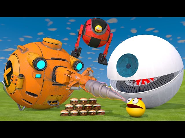 Pacman vs Doom Sphere Robot & Drill Robot Monsters