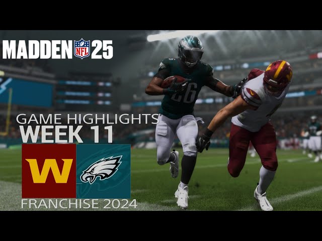 Washington Commanders vs. Philadelphia Eagles | NFL Week 11 Game Highlights Madden 25 Sim | 4K HDR