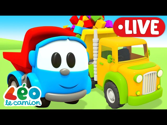 LIVE🔴Dessins animés avec des voitures pour enfants. Léo le camion curieux et ses amis en français