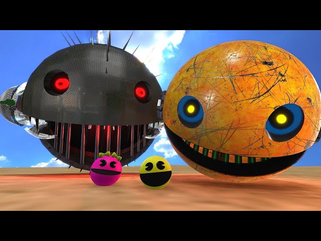 Pacman vs Monsters Compilation | Pacman & Mecha Dog & Droid Pacman vs Biped Robot Monster