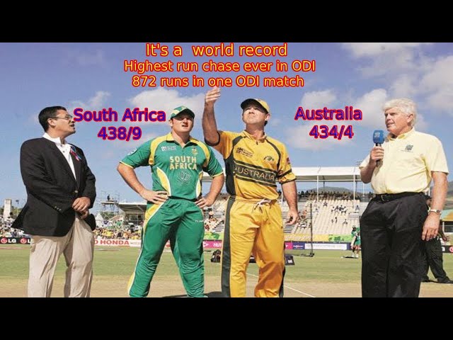 Australia vs South Africa World Record Chased 434/438 run | Highest runs Chased ODI full highlights