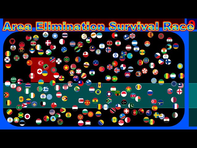 Area Elimination Survival Race ~200 countries marble race~  in Algodoo | Marble Factory