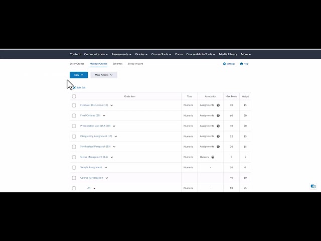 How to Create a Calculated Grade Item for Midterm Grades