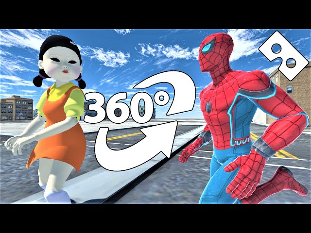 360 video | 360° Spider-Man Chases  Squid Game Doll ! || Funny Horror Animation VR | Weirdo3D  | 360