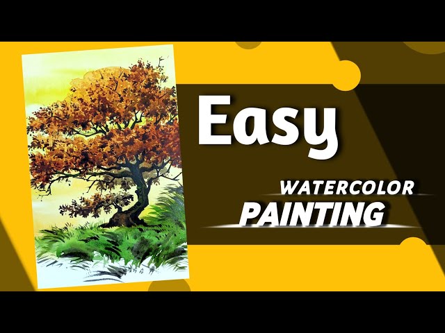 Easy Watercolor tree painting | landscape painting easy | Art and Scape