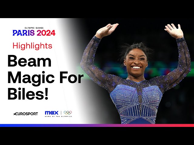 Simone Biles DAZZLES on the Balance Beam during all-around final 😍 | #Paris2024 #Olympics