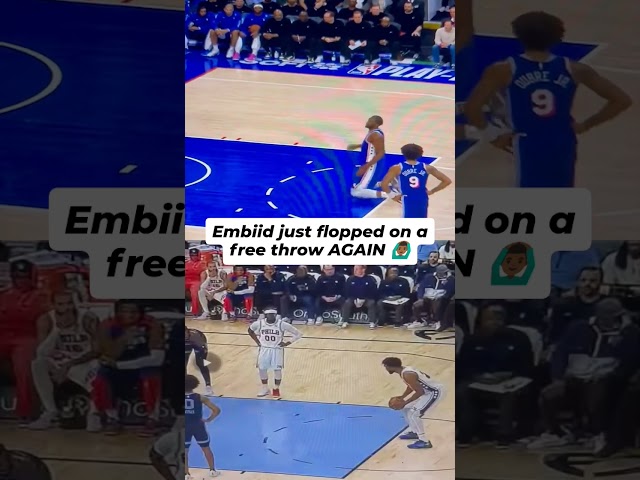 Embiid flopping at the free throw line again 😫. #nba #joelembiid #sixers #freethrow #basketball🏀