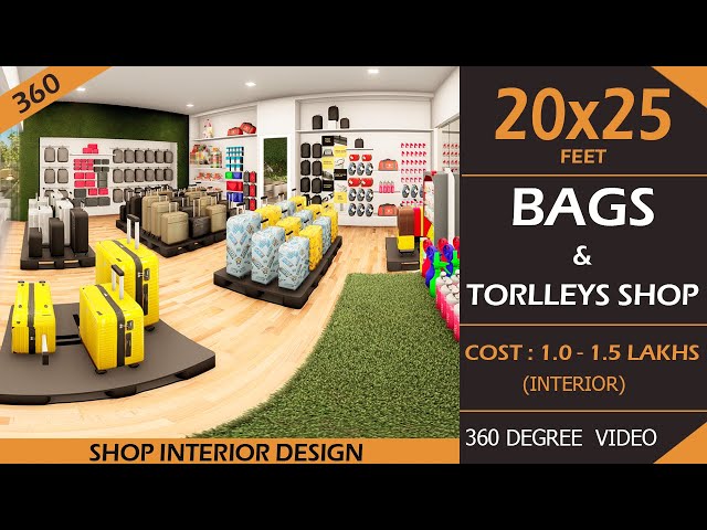 20x25 Cheapest Bag Showroom | Branded 360 Bags Shop Interior Design | Branded Luggage Shop design