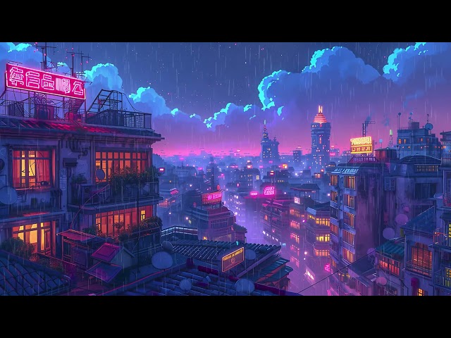 Transform Your Day with 90's Lofi Rain ☔️ Chillhop Study Music 🌆 Relax to Rainy Lofi City Vibes