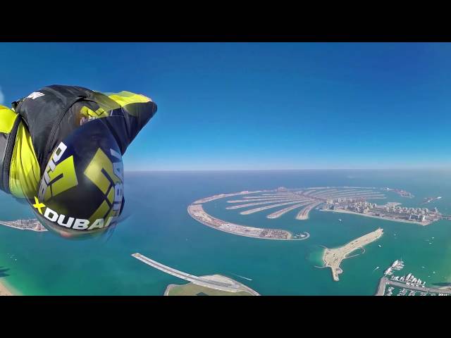 Wingsuit 360 degree video over Dubai