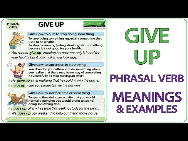 GIVE UP - Phrasal Verb Meaning & Examples in English | Learn English Phrasal Verbs