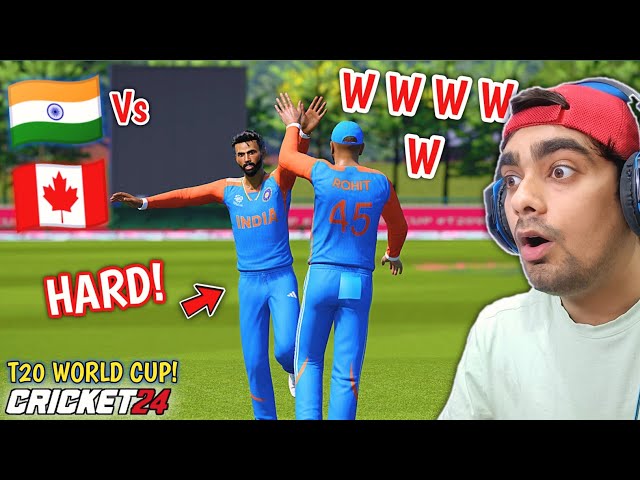 RAVINDRA JADEJA *5 WICKETS* INDIA Vs CANADA But.. T20 World Cup 2024 Cricket 24 (HARD MODE)