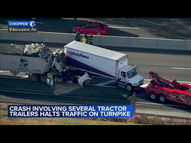 Crash involving several tractor-trailers halts traffic on Pennsylvania Turnpike in Bensalem Twp.