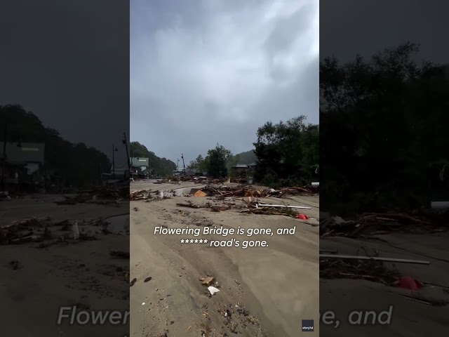 Chimney Rock flooding damage captured in North Carolina town #Shorts