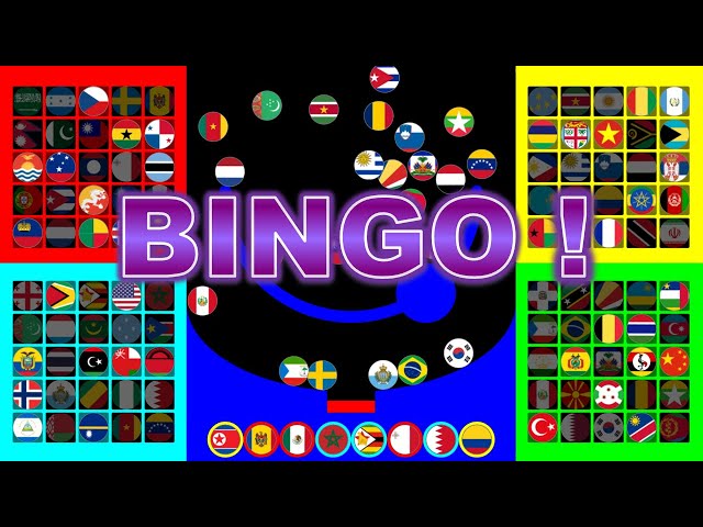 Bingo Game ~200 countries marble race #36~ in Algodoo | Marble Factory