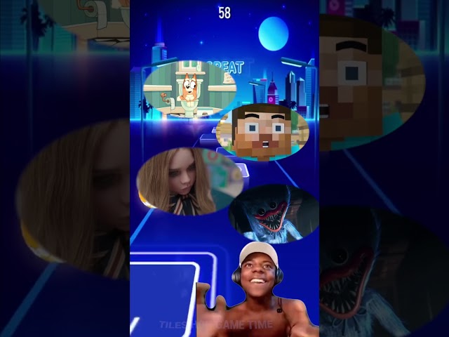 Bluey Bingo vs Minecraft vs M3gan vs Huggy Wuggy x Coffin Dance Tiles Hop #shorts