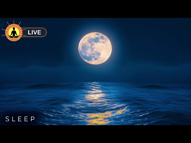 🔴 Relaxing Ocean Sounds for Deep Sleeping, Calming Ocean Sounds, Midnight Moon Ambience, Soft Waves