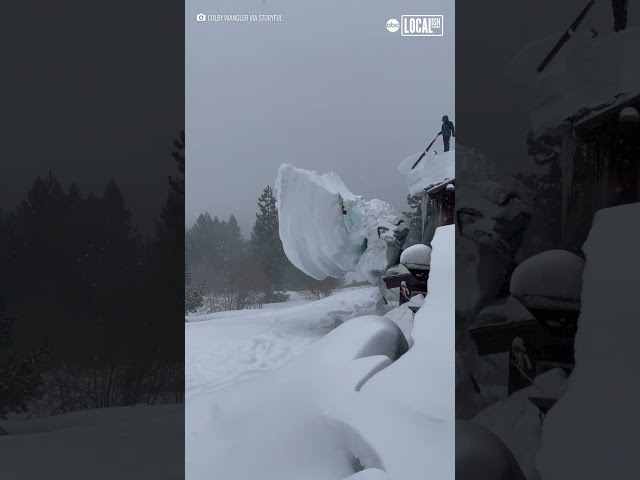 Massive slab of snow sawed off from NorCal home