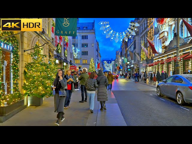 🎅🏽Christmas Decor in Posh London Streets 🎄Walking in Mayfair | Central London [4K HDR]