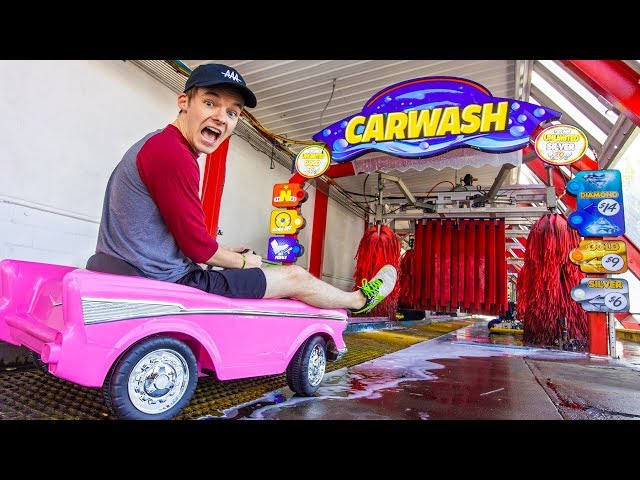 DRIVING TINY CAR THROUGH CAR WASH!!