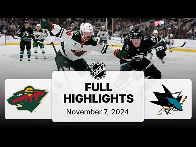 NHL Highlights | Wild vs. Sharks - November 7, 2024