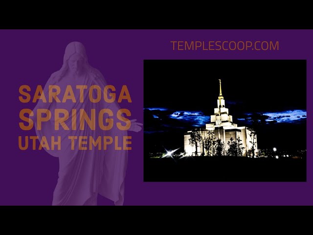 Saratoga Springs Utah Temple on a spring day by drone on April 19, 2021