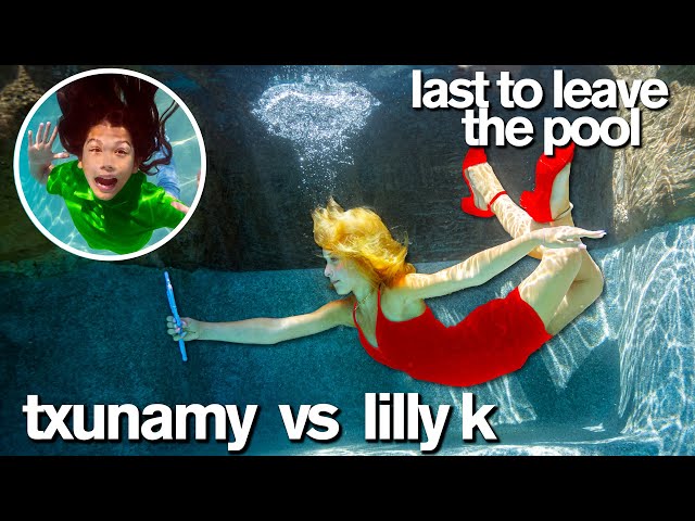 24 Hour LAST TO LEAVE POOL Challenge ft/ Lilly K vs Txunamy