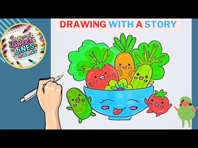 How to draw cute vegetables | Cute food drawing