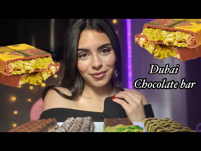 Asmr|| Viral Dubai chocolate bar(crunchy, cupped eating sounds)