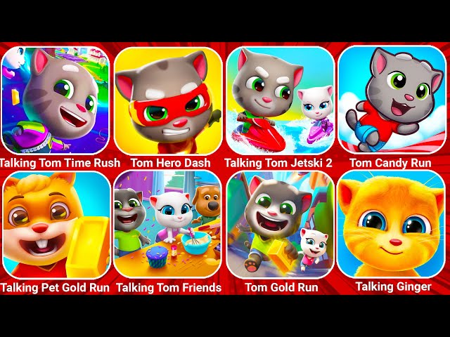 Talking Tom Time Rush, Talking Tom Hero Dash, Talking Tom Jetski, Tom Candy Run, Pet Gold Run...