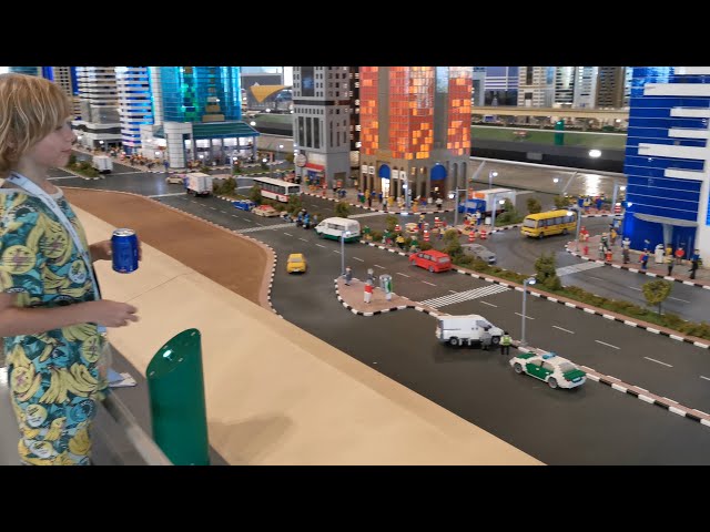 Oleg exploring Miniland in Legoland Dubai. Dubai parks and resorts.