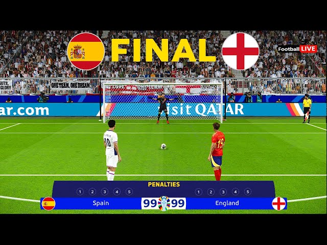 SPAIN vs ENGLAND - Penalty Shootout - Final UEFA Euro 2024 | Yamal vs Bellinghem | PES Gameplay