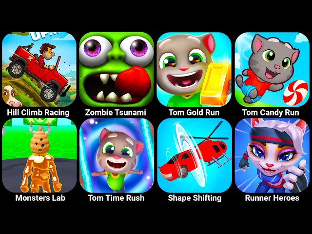 Hill Climb Racing, Cat Runner, Sonic Dash, Street Runner, Safe The Fish, Zombie Tsunami, Going...