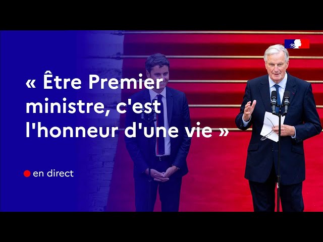 Cérémonie de passation de pouvoir entre Gabriel Attal et Michel Barnier