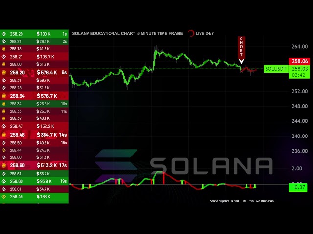 🟢 SOLANA  ( sol usdt ) LIVE EDUCATIONAL CHART 🟢 5 MINUTE TIME FRAME