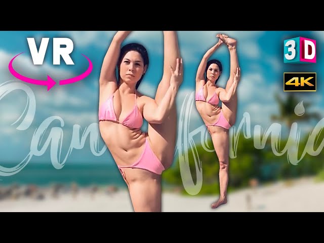 BIKINI YOGA STRETCHING IN VR 3D - CANNAFORNIA GIRLS - VIRTUAL REALITY IN 180/360 4K