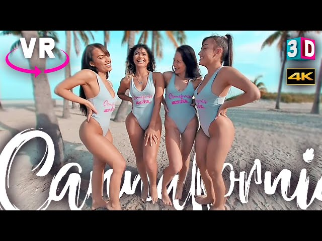 4 BIKINI GIRLS IN VR 3D - CANNAFORNIA - VIRTUAL REALITY BEACH VIDEO 180/360