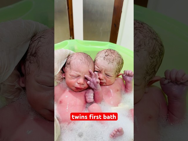 #cute #twins first bath