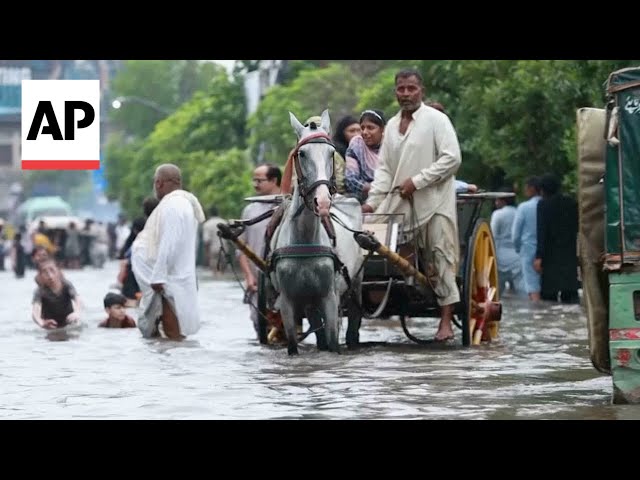 Record rainfall floods streets and affects daily life in Lahore, Pakistan