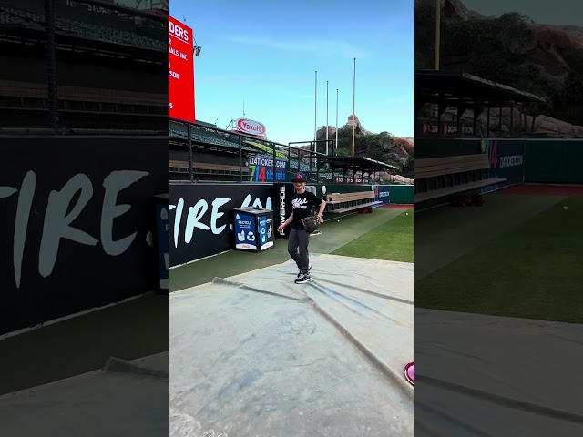 Having fun throwing heat at Angel Stadium. 🔥 ⚾️ #baseball #angels #mlb #pitching