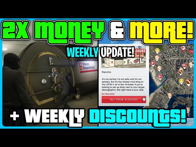 GTA 5 ONLINE WEEKLY UPDATE! DISCOUNTS & BONUSES, 2X MONEY & MORE! DISCOUNTS & BONUSES!