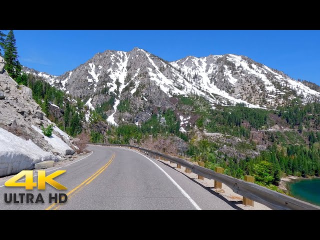 Sierra Nevada Mountain Scenic Drive to Lake Tahoe | Emerald Bay California & Nevada 4K