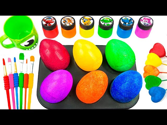 Satisfying Video  Rainbow Mixing All Candy in Colors EGGS From Rainbow Hearts Glitter & Cutting ASMR