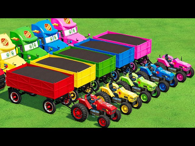 TRANSPORTING MINI TRACTORS and CUT GRASS WITH CAT BACKHOE LOADER! Farming Simulator 22