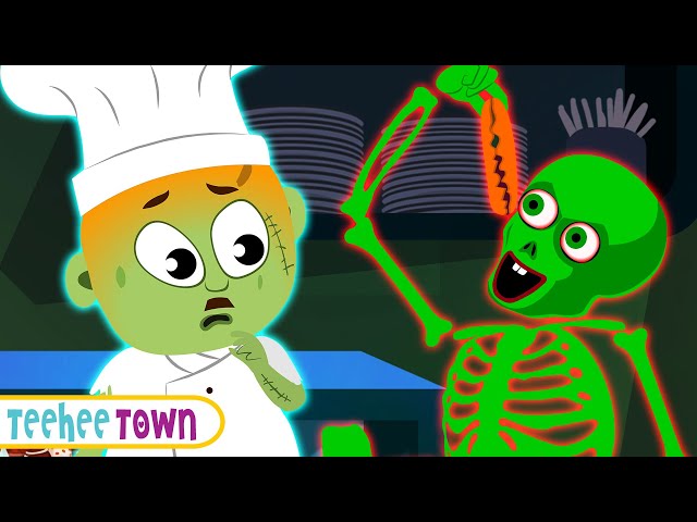 Halloween Party - Five Skeletons Cooking Pizza | Spooky Scary Songs By Teehee Town