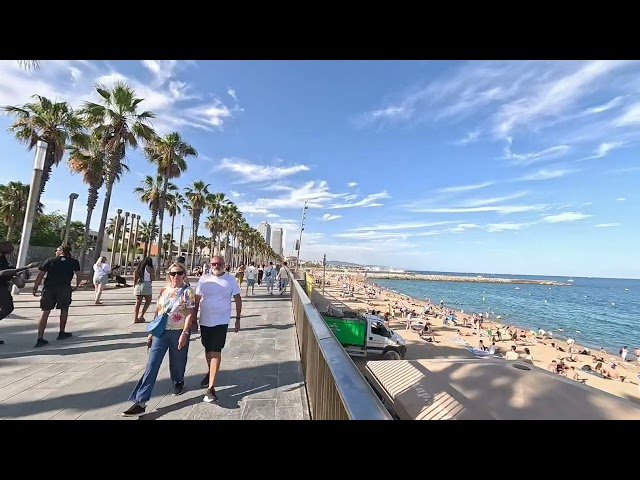 Walking vr video of Barcelona beach part two