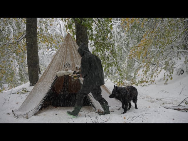 WINTER BLIZZARD CAMPING in -37°C HOT TENT !