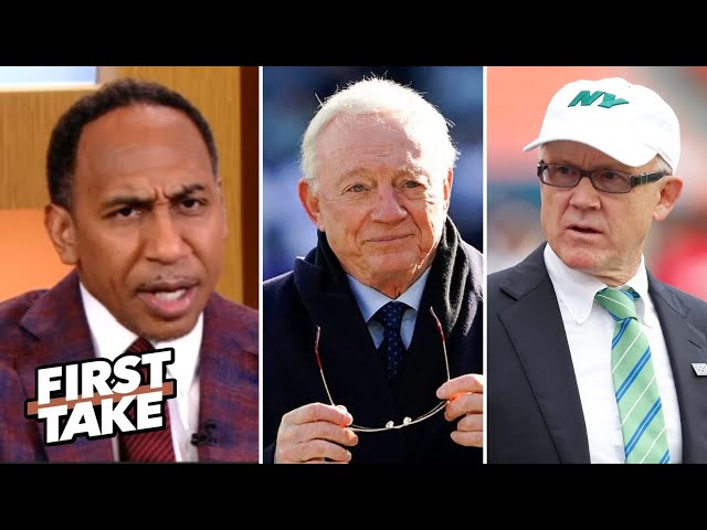 FIRST TAKE | "Which owner looks worst: Jerry Jones' ego or Woody Johnson's chaos" - Stephen A. react